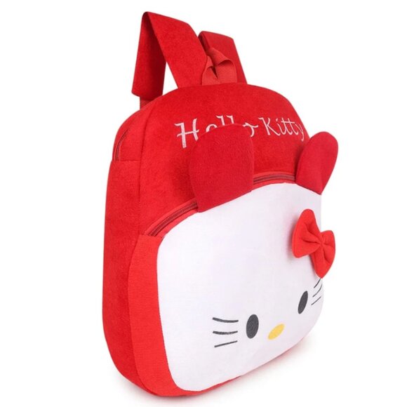 Hello Kitty Plush Backpack – Soft Embroidered Character Bag Adjustable Straps - Picture 3 of 5